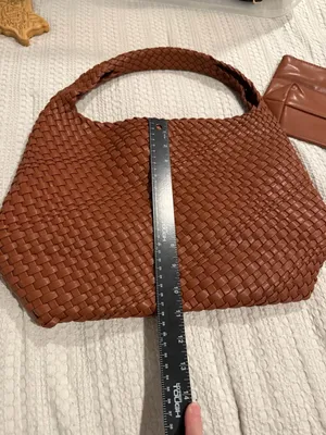 Vegan Leather Hand-Woven Tote Handbag thumbnail 6