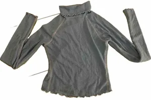 Out from under Frilly Turtle Neck Y2K 00s Vibes‎ l/s blue comfy cozy top small thumbnail 1
