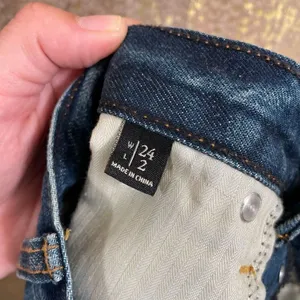 Abercrombie & Fitch dark wash light distressed/whiskered high rise festival shor thumbnail 6