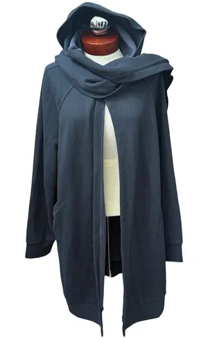 Fabletics Geri Long Wrap Cardigan Size Large NEW Cozy Soft Fleece Attached Scarf thumbnail 1