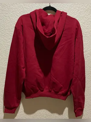 Skims Cotton Fleece Classic Zip Up Brick Red Hoodie Size L NWT thumbnail 4