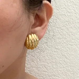 Vintage 60’s TRIFARI Polished Gold- tone Dome Clip On Earrings thumbnail 2