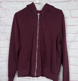 H&M Large Divided Basic Maroon Hoodie thumbnail 1