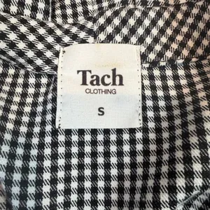 Tach Cedrina Gingham Embroidered Smocked Wrap Blouse Black White‎ Size Small thumbnail 6