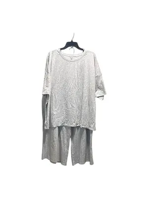 Boutique 2 Piece Lounge/Pajama Set Gray Size XXL NWT Neutral Athleisure Casual thumbnail 2