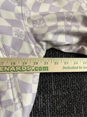 asos Pastel Lavender And Ecru Checkerboard Denim Bomber Jacket Size 2 NWT thumbnail 5