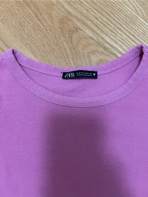 Zara Bright Pink Cropped Crewneck Tee thumbnail 2