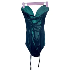 NWT Velvet Sweetheart Neck Strapless‎ Bodysuit Bustier Top Cross Back Small thumbnail 7