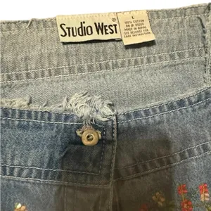 👖 Vintage Studio‎ West Women’s Denim Shirt Jacket L 👖 thumbnail 3