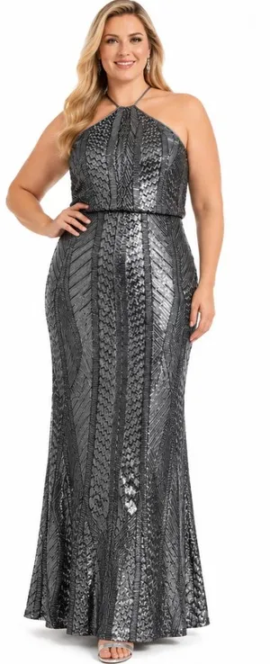 Alex & Eve by Alex Evenings - Sequin Halter Gown thumbnail 1