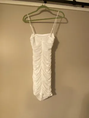 White lulu ruched dress thumbnail 2