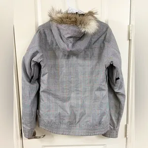 Burton Dry Ride and Gray Plaid Women's Ski Jacket with Detachable Faux Fur Hood thumbnail 3