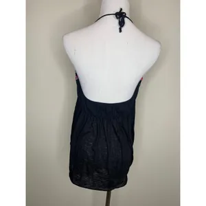 Y2k American Eagle Black Embroidered Halter Top Babydoll Sz Large Boho Festival thumbnail 3