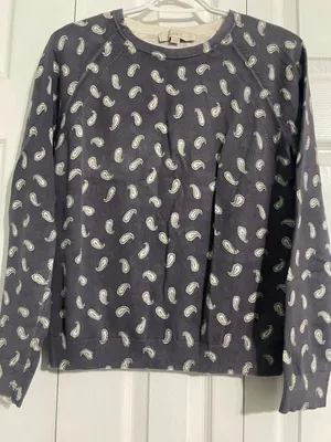 Ann Taylor Loft Grayish Purple Paisley Print Crewneck Sweater thumbnail 1