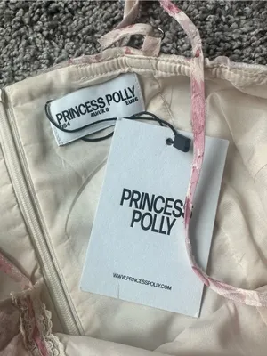 Princess Polly Floral Lace Slip Dress in Pink and Cream thumbnail 4
