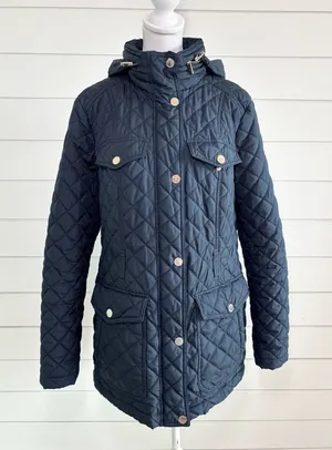Michael Kors Quilted Dark Navy Hooded Puffer Coat thumbnail 1