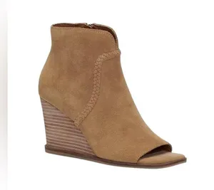 🆕. Lucky Brand | Lureli Peep-Toe Wedge Booties | Taupe | Size: 8 thumbnail 2