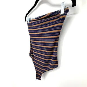 Free People Intimately Stripe Out Bodysuit Y2K 90s Indie Ribbed Small Strapless thumbnail 5