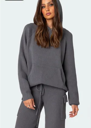 Edikted Wynter Oversized Knit Hoodie thumbnail 2