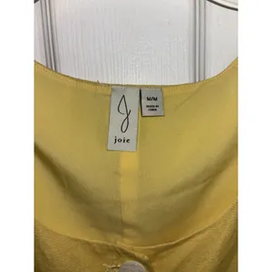 Joie Linen Blend Yellow Cropped Button Front Tank Vest M Boxy Minimal thumbnail 3