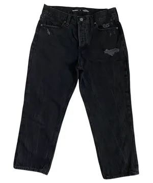Old Navy Womens High Rise Slouchy Straight Distressed Black Cotton‎ Jeans Size 8 thumbnail 1