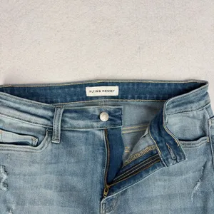 Flying Monkey Distressed Straight Leg Jeans Women's 30 High Rise Raw Hem euc thumbnail 3