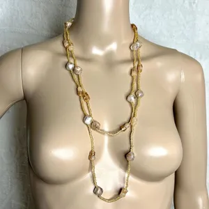 Cream Beaded Necklace thumbnail 1