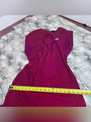 Zara Draped Fuchsia pink Midi Dress Silver Ring sleeveless size XL vacation thumbnail 8