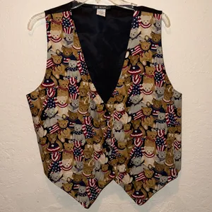 Vintage 80s 90s Patriotic Teddy Bear Vest thumbnail 2