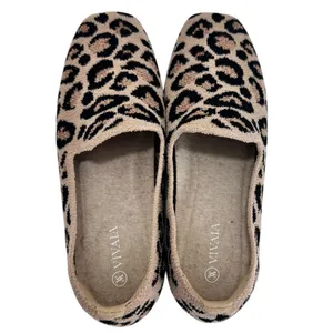 Vivaia Squared Toe Terry Knit Loafers Leopard Print Flat Comfy Shoe thumbnail 8