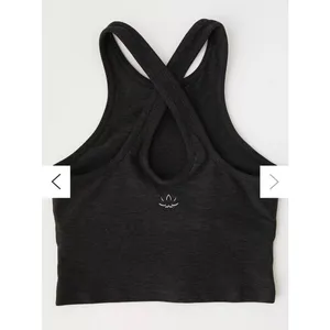 Beyond Yoga Studio Space Dye Cross Back Heather Black Gym Fitness Tank Top M thumbnail 3