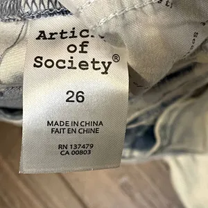 Article Of Society Straight Leg Jeans Frayed Hem Tie Dye Bleached Denim 26 Women thumbnail 8