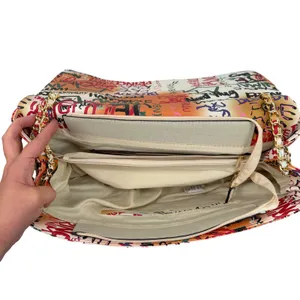 Graffiti Print‎ Quilted Shoulder Bag Women Large Multicolor Excellent Streetwear thumbnail 4