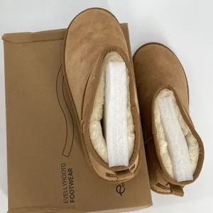 EVELLYHOOTD Mini Snow Boots Chestnut Suede Fur Lined Winter Shoes‎ Size 11 NEW thumbnail 5