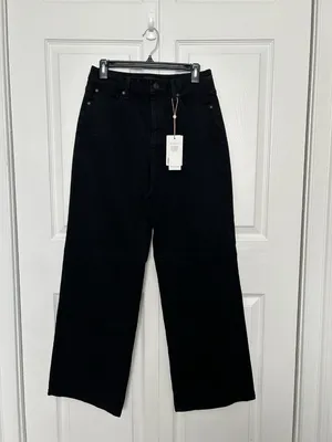 Quince Bella Stretch High Rise Wide Leg Jeans Black Size 29/32T thumbnail 2