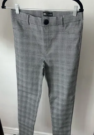 Zara Gray Plaid Dress Pants thumbnail 1
