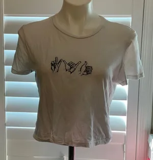Future State Chic White Crop Top with Hand Design thumbnail 1