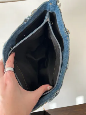 Handmade Wrangler Fringe Western Denim Shoulder Bag Purse thumbnail 7