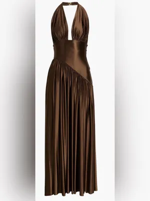 NEW Delfi Collective Rae Jersey Halter Gown Sz M thumbnail 4