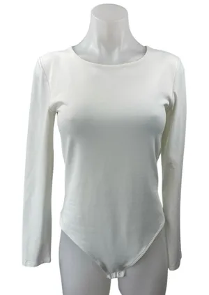 Aritzia Babaton Contour Women's White Long Sleeve Tee T-shirt Bodysuit Top Sz L thumbnail 1