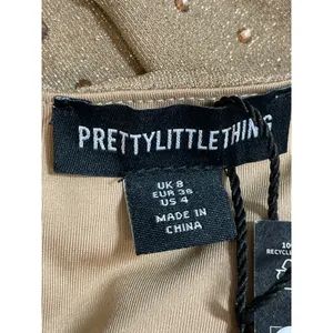 NEW PrettyLittleThing Gold Bandeau Tube Beaded Rhinestone Maxi Bodycon Dress 4 thumbnail 6