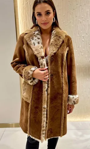 Regal Faux Fur & Suede Winter Coat Sz L thumbnail 1