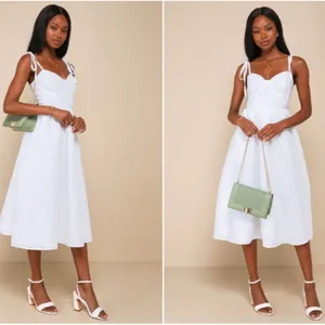 LULU's Bridal Engagement Bachelorette Elegant Sexy HOneymoon FLoral Bustier Midi thumbnail 5