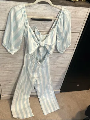 Billabong Dizzy Daze Romper Blue & White Size Small thumbnail 4