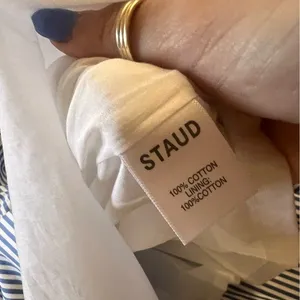 STAUD Blue White Striped Plumeria Long Dress Cottage Cotton‎ Size 00 thumbnail 12