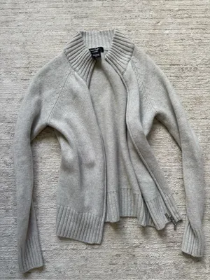 Lord & Taylor Light Gray Knit Open Cardigan (Size Medium) thumbnail 3