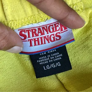 STRANGER THINGS | Yellow Green Camp Know Where Retro Fleece Shorts Sz L thumbnail 4