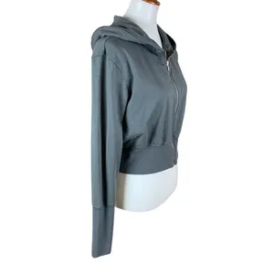 House‎ ID Gray Zip Up Hoodie Cropped Sweatshirt Athleisure Streetwear Large thumbnail 3