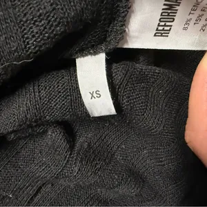 Reformation Black Ruffle Long Sleeve Knit Sweater Small Tencel & Flax Blend EUC thumbnail 5