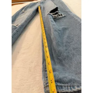 Edikted Distressed Straight Leg Jeans Womens Size M Light Wash High Rise Denim thumbnail 3